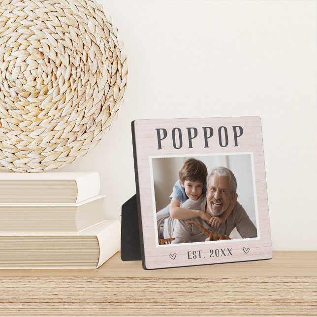 Rustic Personalized Poppop Grandpa Photo Plaque (Creator Uploaded)