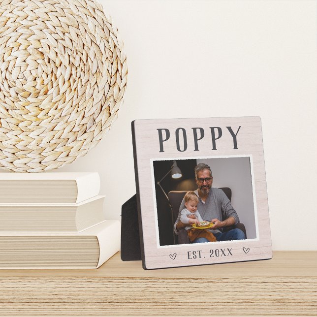 Rustic Personalized Poppy Grandpa Photo Plaque (Creator Uploaded)