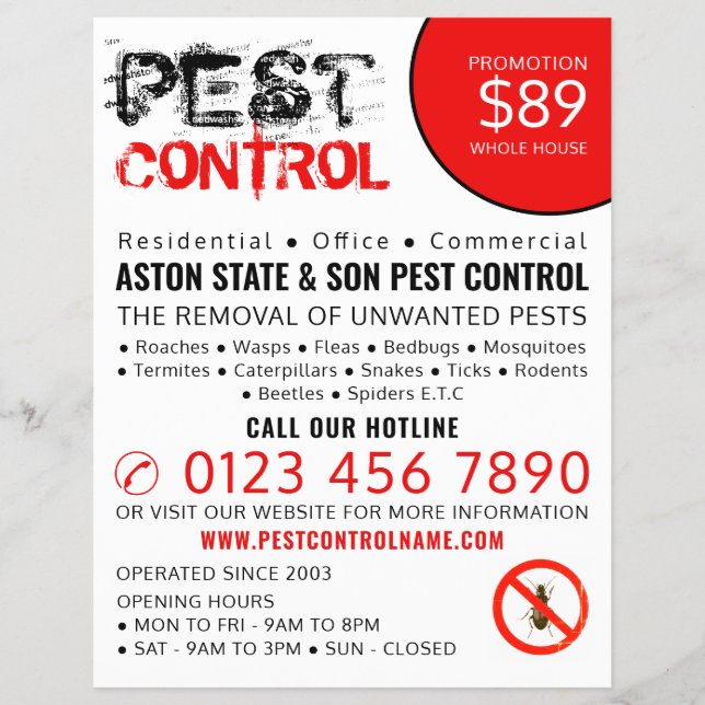 Rustic Pest Control Advertising Flyer (Front)