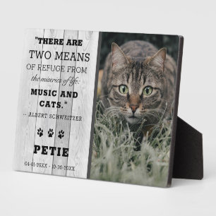 Rustic Pet Cat Memorial Photo Quote Keepsake Plaque