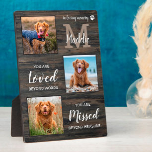 Rustic Pet Dog Memorial Personalised 3 Photo Plaque