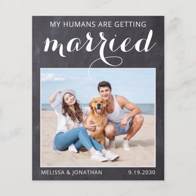 Rustic Pet Dog Wedding Photo Budget Save The Date (Front)