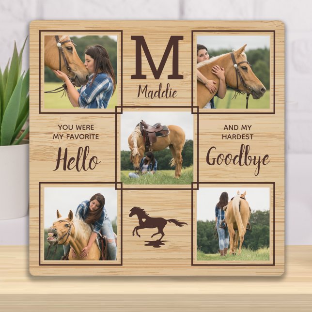 Rustic Pet Horse Personalized Memorial 5 Photo Plaque (Creator Uploaded)