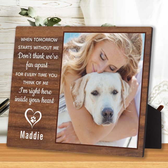 Rustic Pet Loss Keepsake Dog Photo Pet Memorial Plaque (Creator Uploaded)