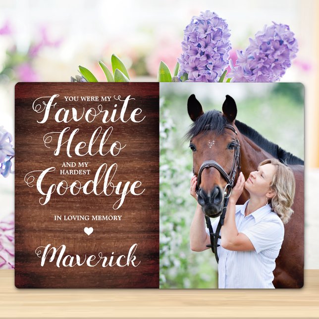 Rustic Pet Loss Personalized Horse Memorial Photo Plaque (Creator Uploaded)