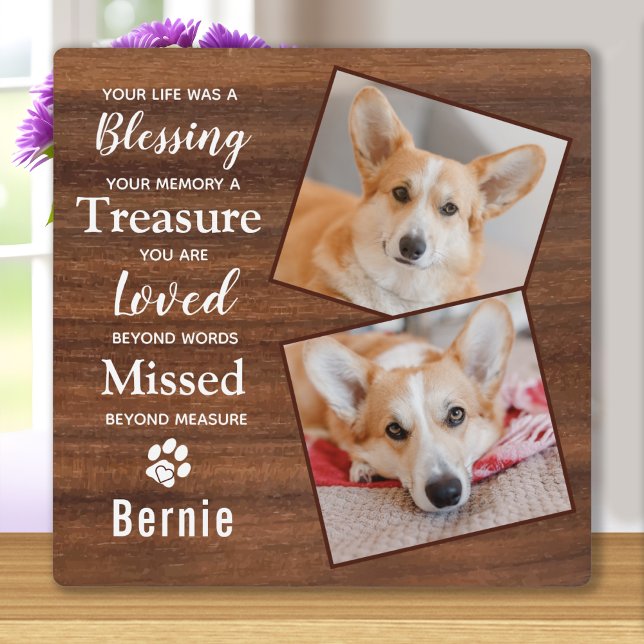 Rustic Pet Loss Personalized Photo Pet Memorial Plaque (Creator Uploaded)