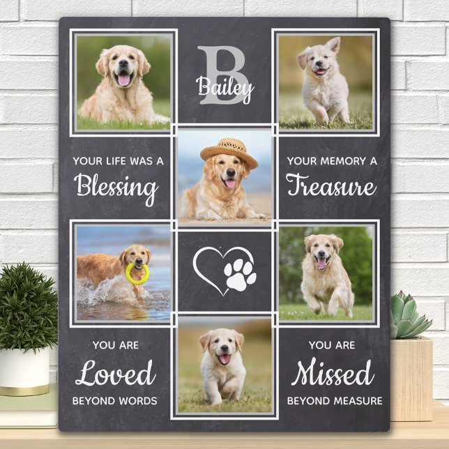 Rustic Pet Memorial Gift Personalised 6 Dog Photo Plaque (Creator Uploaded)