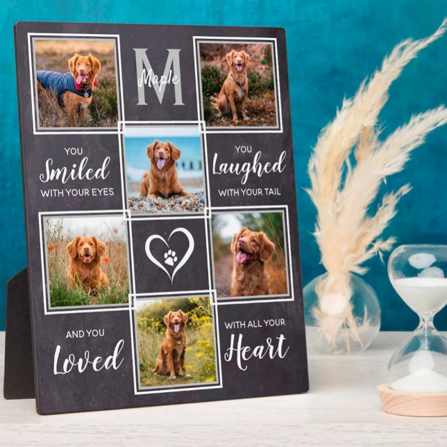 Rustic Pet Memorial Keepsake Unique Photo Collage Plaque (Creator Uploaded)