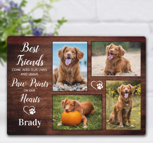 Rustic Pet Memorial Personalised Paw Prints Photo Plaque