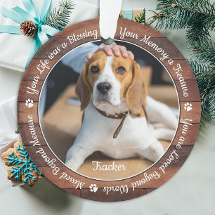 Rustic Pet Memorial Pet Loss Keepsake Dog Photo Ornament