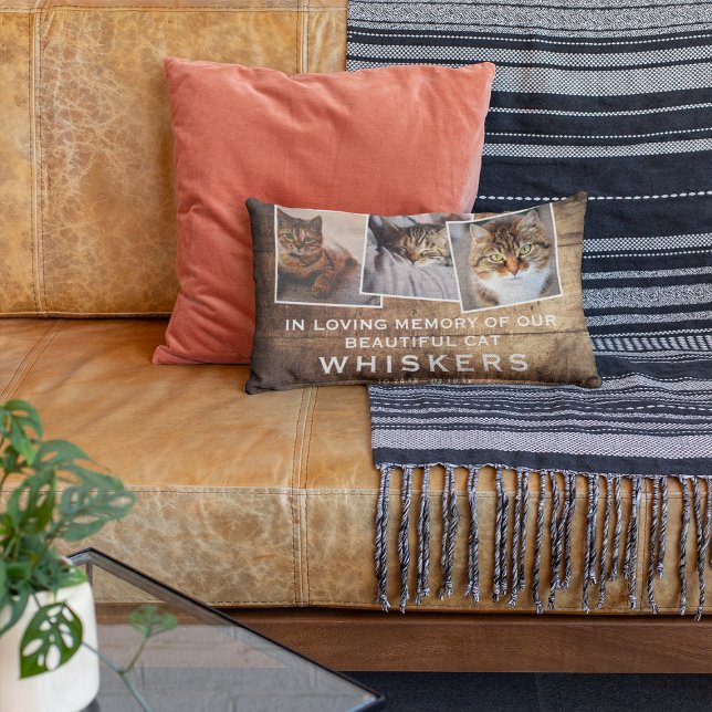 Rustic Pet Modern Photo Collage Cat/Dog Memorial Decorative Cushion (Creator Uploaded)