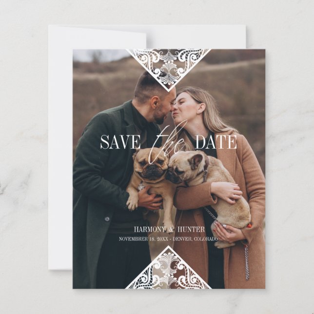 Rustic Pet Photo Lace Effect Whimsical Typography (Front)