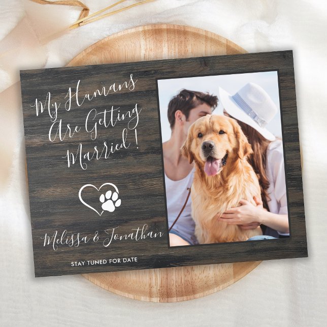 Rustic Pet Photo Simple Dog Wedding Engagement Announcement Postcard (Creator Uploaded)