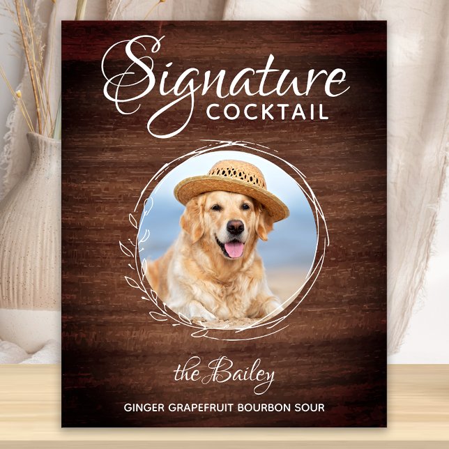 Rustic Pet Wedding Dog Bar Signature Cocktail Poster (Creator Uploaded)