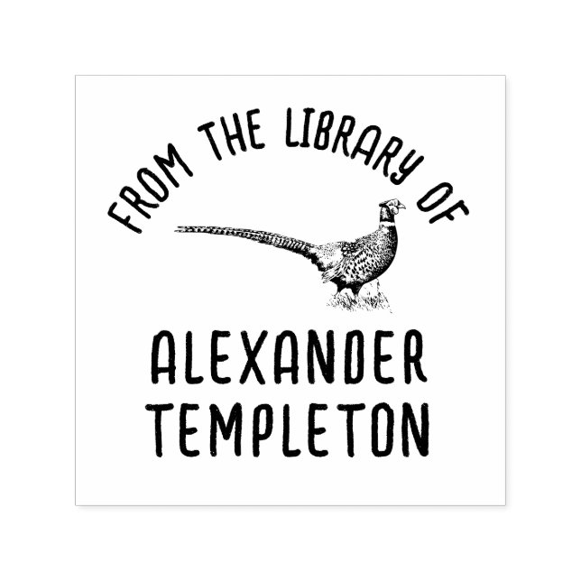 Rustic Pheasant Game Bird Library Book Name Self-inking Stamp (Design)