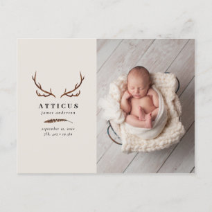 Rustic photo birth announcement