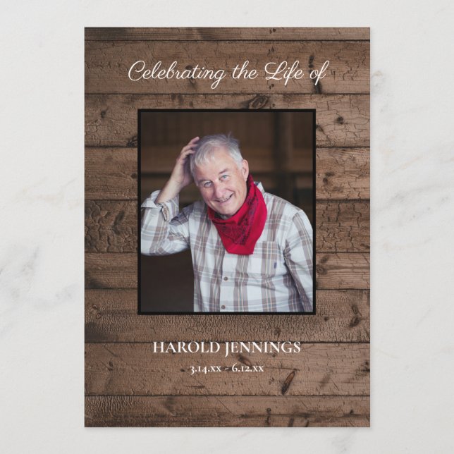 Rustic Photo Celebration of Life Order of Service Programme (Front)