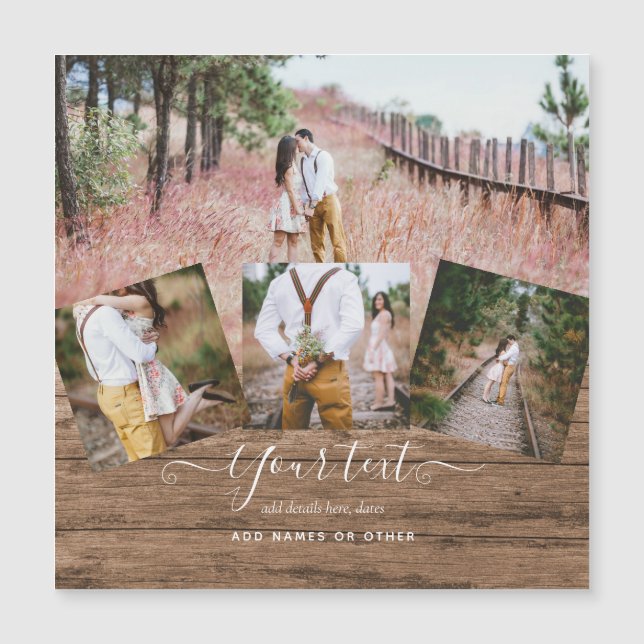 Rustic PHOTO COLLAGE Gift Custom Text Unique (Front)