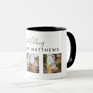Rustic Photo Collage Monogram NEWLYWEDS WEDDING Mug