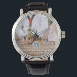 Rustic Photo Collage Monogram NEWLYWEDS WEDDING Watch<br><div class="desc">Add your couple photos to this modern rustic monogram themed photo gift,  perfect for the newly weds on their wedding day as a wedding gift.</div>