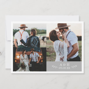Rustic Photo Collage Wedding Thank You Card
