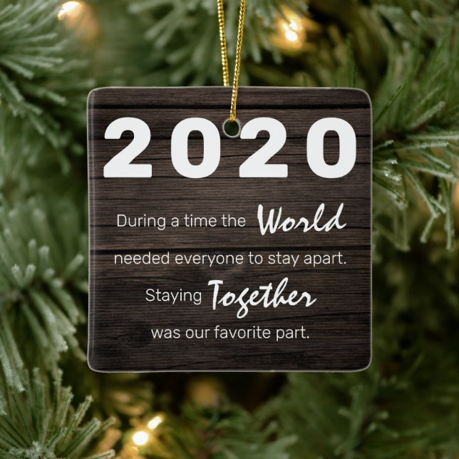 Rustic Photo Covid Rememberance Christmas Tree Ceramic Ornament (Tree)