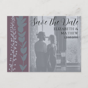 Rustic Photo & Foliage Save the Date Wedding Announcement Postcard