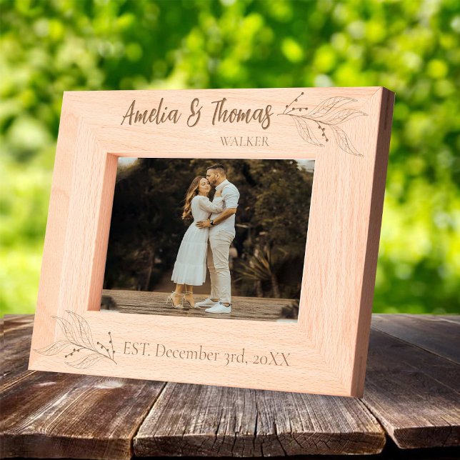 Rustic Photo frame for weddings with Names (Rustic Photo frame for weddings with Names Engraved Frames)