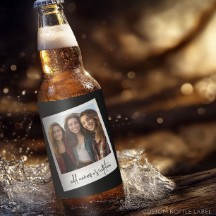 Rustic Photo Frame with Black Background and Text Beer Bottle Label