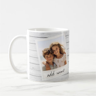 Rustic Photo Frame with Shiplap Background Print Coffee Mug