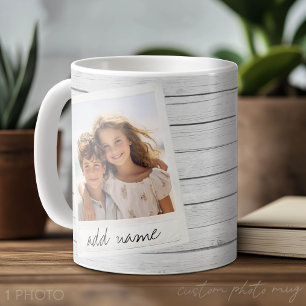 Rustic Photo Frame with Shiplap Background Print Coffee Mug