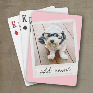 Rustic Photo Frame with Square Instagram and Blush Playing Cards