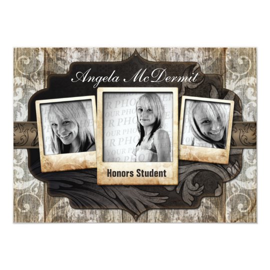 Rustic Photo Graduation Announcement Invite