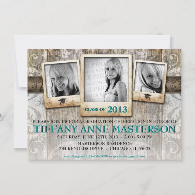 Rustic Photo Graduation Announcement Invite (Front)