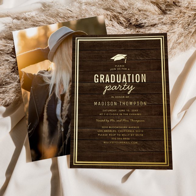 Rustic Photo Graduation Party Gold (Creator Uploaded)
