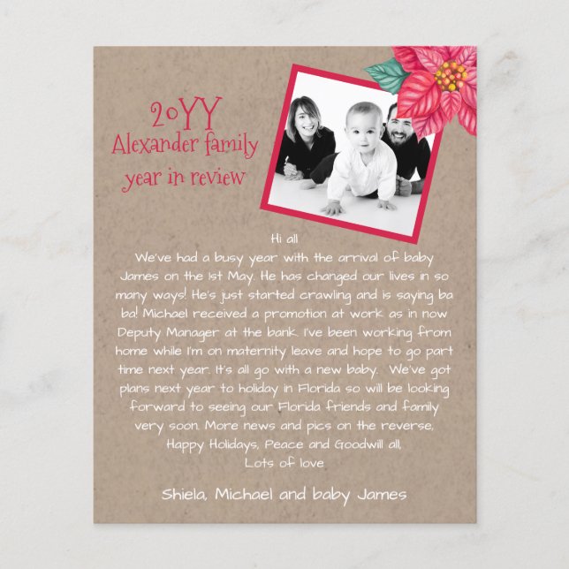 Rustic Photo Holidays Year In Review Kraft Look (Front)