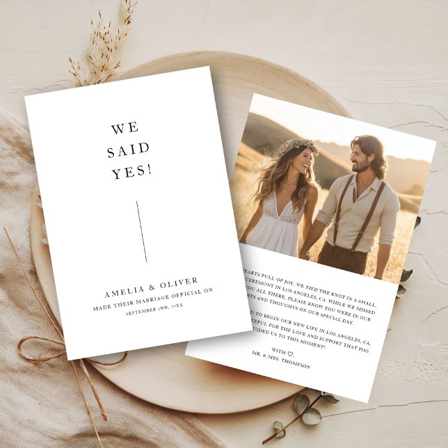 Rustic Photo Inline We Said Yes Wedding Elopement  Announcement (Creator Uploaded)