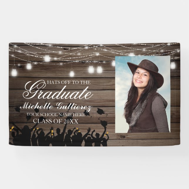 Rustic Photo Mason Jar Graduation Banner (Horizontal)
