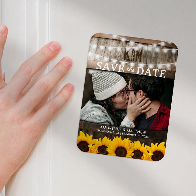 Rustic Photo Save the Date | Sunflower Wedding Magnet (Creator Uploaded)