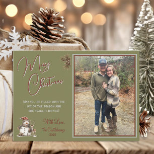  Rustic Photo Script Merry Christmas Card