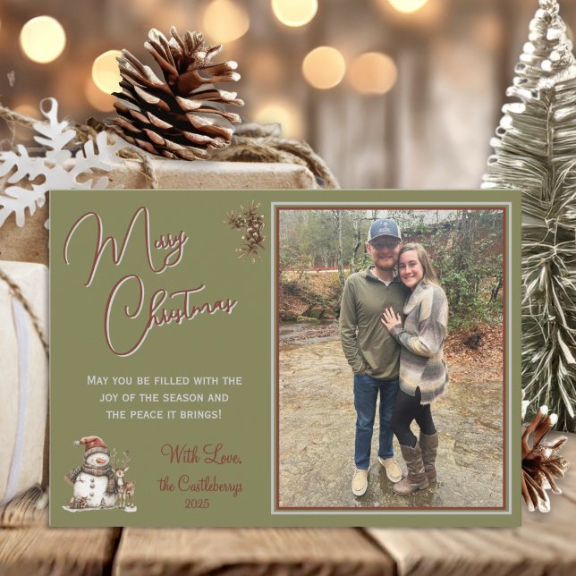  Rustic Photo Script Merry Christmas Card (Creator Uploaded)
