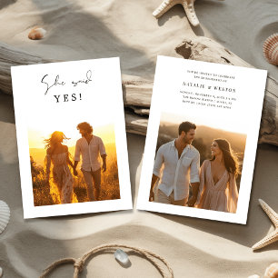 Rustic Photo She Said Yes Wedding Engagement Invitation