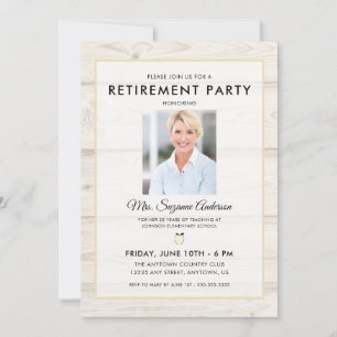 Rustic Photo Teacher Retirement Party Invitation