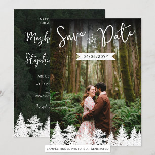 Rustic Photo Template And Fir Tree Shapes Wedding
