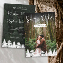Rustic Photo Template And Fir Tree Shapes Wedding