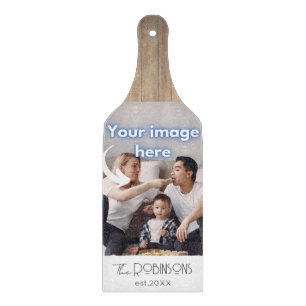 Rustic Photo Template Personalised Calligraphy Cutting Board