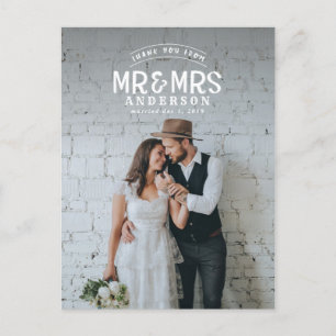 Rustic photo thank you wedding announcement