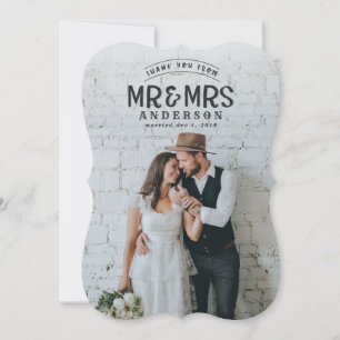 Rustic photo thank you wedding announcement card