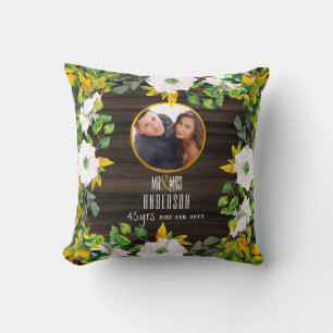 RUSTIC PHOTO Wed.Anniversary ANY Milestone Florals Cushion