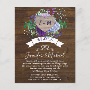 Rustic PHOTO Wedding Announcement or Invite Budget